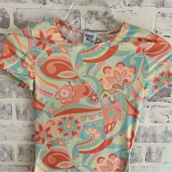 Princess Polly Anna Maxi Dress Pastel Multicolor w/ Slit and side cut out, sz 2 - Picture 6 of 8